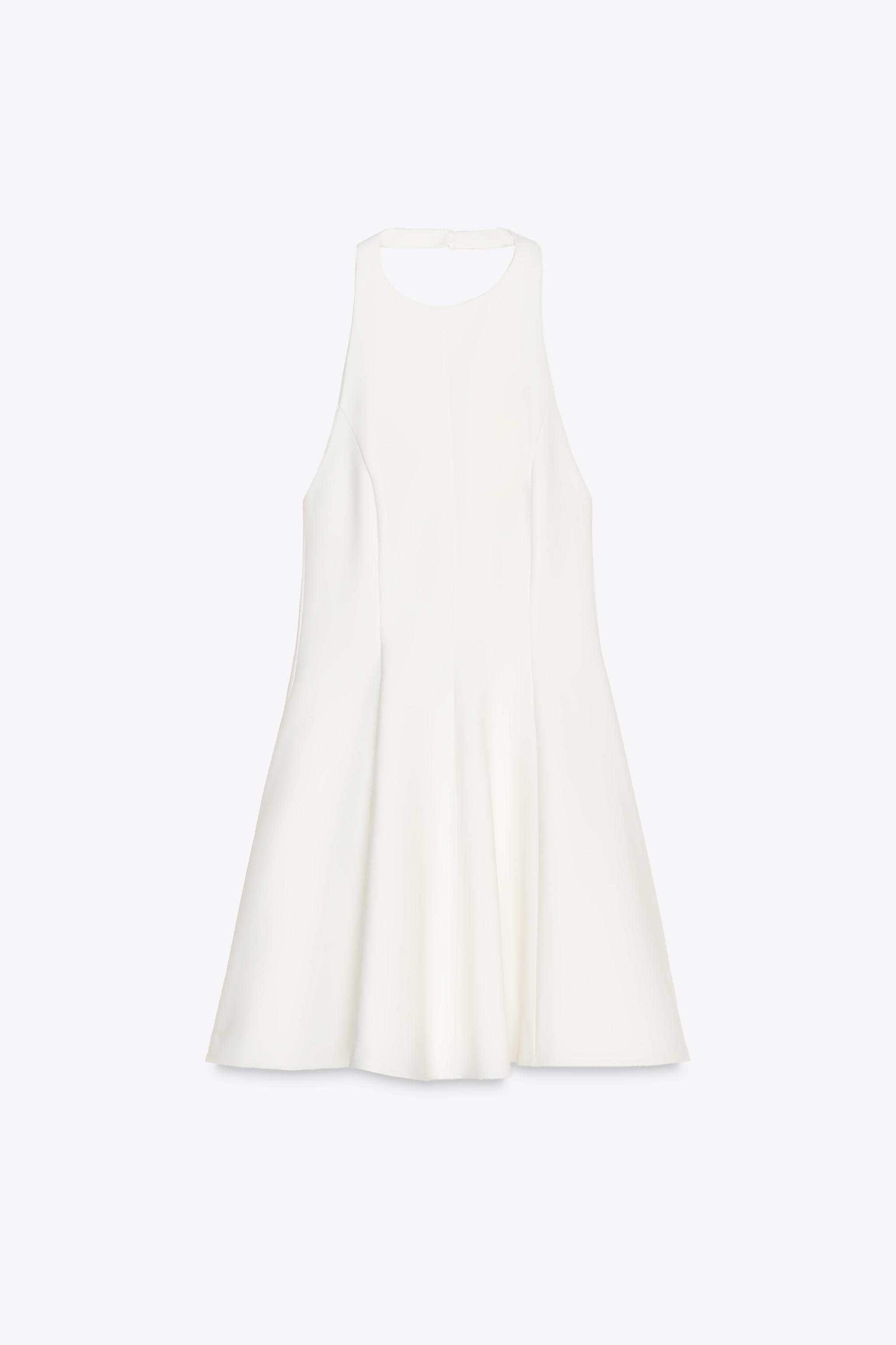 SHORT HALTER GODET DRESS